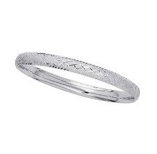 X Motif Câlins Texturé Diamant Coupe Bracelet Véritable Solide 14K or Blanc