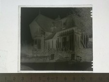 UA175 Plaque verre négatif BE circa 1900 maison bourgeoise jardin transats