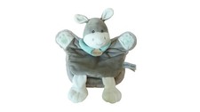 Doudou âne marionnette gris -