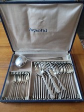Ménagère 36 pièces Argental fourchette cuillères louche métal argenté art déco