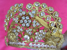 tiare , ancienne couronne de Vierge , couronne votive , laiton et strass
