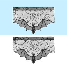  2 PCS Halloween Cheminée Tissu Décor Chauve-Souris Toile D'araignée En Dentelle