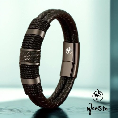 Bracelet wsesto cuir noir - cuir,