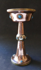 CALICE cuivre rouge orné de verre turquoise - Jeu de Messe Chasuble Ciboire XXe