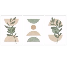 Lot de 3 Tableaux Décorations Murales Minimaliste Abstraite Géométrique Botan...