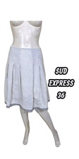 Sud Express Taille 36 Superbe jupe doublée blanc gris beige clair coton