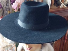 Neuf. RARE Beaver Hats  Superbe chapeau Ruban gros grain noir T56 Made in USA