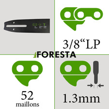 Guide chaîne tronçonneuse 35cm de coupe 52entraineurs 3/8LP 0.050