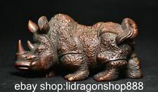 3.8 "rare chinois vieux buis sculpté Feng Shui rhinocéros