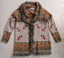 Studio Parisien gilet cardigan veste pull à franges laine alpaga campagne folk S