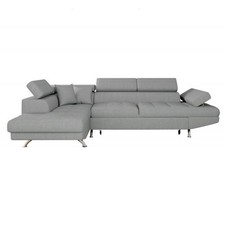 Canapé d'Angle Gauche Convertible "Tyma" 271cm Gris Clair
