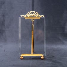 Antique French Photo Frame Beveled Glass Bronze Bow Ribbon Picture 5.7 in x 4 in