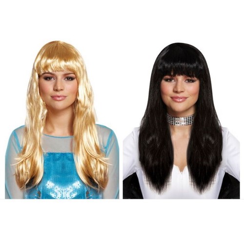 Blond noir long perruque - noir,