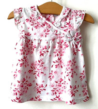 Ravissante ROBE Rose Blanc Bébé fille 6 mois fleur liberty coton NEUF Superbe