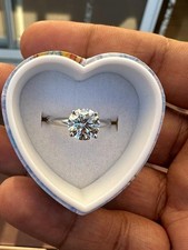 Bague de fiançailles solitaire EF/VS 950 platine 3 ct coupe ronde cultivée en...