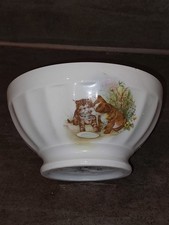 Ancien Bol Porcelaine De Sologne Thème Chasse Chiot Chaton Et  Insectes