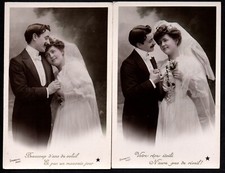 CB002 COMPLETE SET SERIE of 5 Tinted PHOTOS pcs COUPLE WEDDING DAY BRIDE
