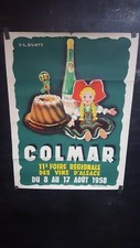 MIGNONNE AFFICHE VINS D'ALSACE  1958