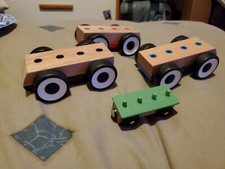 Used  IKEA lot of 4 LILLABO wooden Car Truck Vehicle Lot (A2)