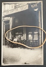 Carte Photo CPA Devanture Du Café Comptoir Perche ??  ￼ personnages en terrasse
