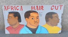 Enseigne de coiffeur ancienne africain. Peinture art populaire d'Afrique 