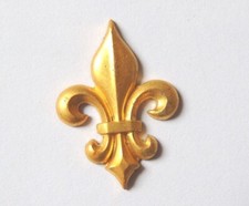 Ancien Ornement Applique fleurs de Lys métal doré restauration cadre meuble 3cm