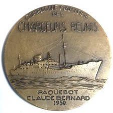 Médaille Paquebot Claude BERNARD Compagnie Maritime Des Chargeurs Réunis 1950