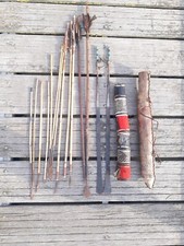 Lot Ancien CARQUOIS AFRICAIN BOIS CUIR FLECHES Art Vintage