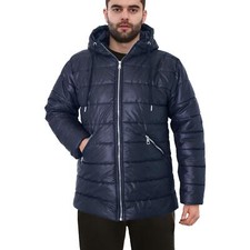 Veste Puffer Marine À Manches Longues Avec Poches Zippées Pour Hommes Et Femmes