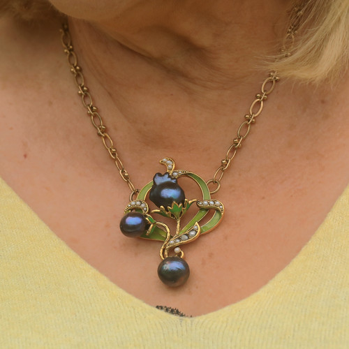 Collier art nouveau feuille - nouveau,