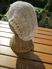 Bonnet de nuit femme ancien (1894) dentelle à la fourche coton blanc