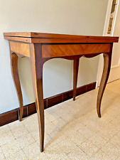 SUPERBE TABLE A JEUX EPOQUE XIXème STYLE LXV MARQUETERIE DE FLEURS ESP.  ROUSSEL