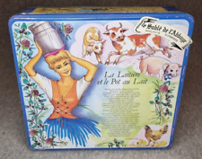 Boite métal, les fables de la Fontaine "la laitière et le pot au lait"/1986.