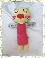 Doudou Peluche Chat Rose Jaune Mon Copain Marcelin Du Pareil au Même DPAM