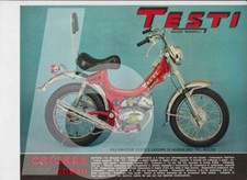 advertising Pubblicità brochure-MOTO TESTI CRICKET-TORPADO DERBY '72-CICLOMOTORI