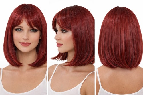 Perruque rouge lumineux femme - rouge,
