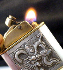 Briquet ancien * Myon Autolux Argent & Plaqué OR * Lighter Feuerzeug Accendino