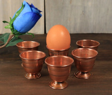 Antique French Set of 6 Copper Egg Cups Holder Rustic Farmhouse Hand Made c1900