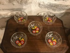 Série de 5 ramequins en verre, Arcoroc, à facettes, vintage