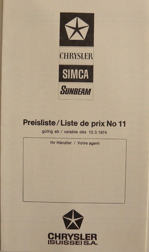 Petite brochure tarif - , chrysler