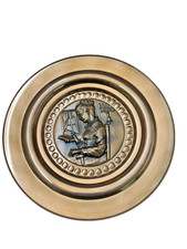 ANCIENNE ASSIETTE CUIVRE EMBOUTI TIRÉ DU TABLEAU LA LISEUSE