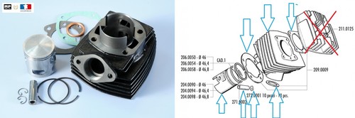 Kit cylindre polini - cylindre, 65cc