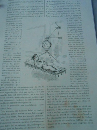 Pèse bébé gravure - pèse, old