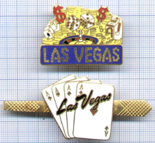 Lot 1 Pin's + 1 épingle à cravate jeux LAS VEGAS Casino roulette dés Poker Card