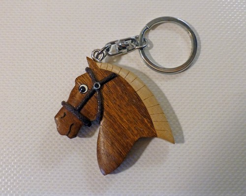 Porte clés bois tête - en, bois,