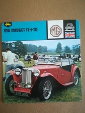 Fiche Auto Card 12 x 12,5 cm - MG MIDGET TC+TD - GRANDE BRETAGNE