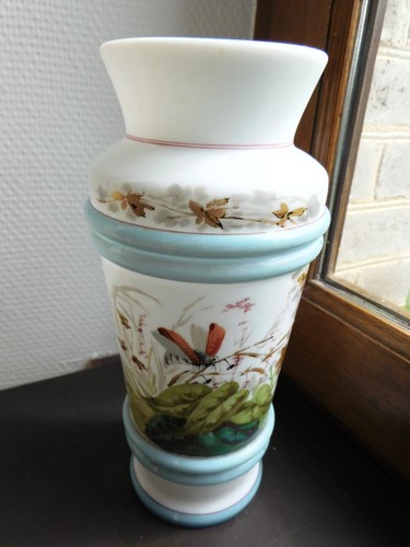 Vase ancien opaline - ancien, décor