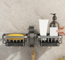 Porte-savon mural pour salle de bain avec support de vidange double couche range