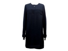 ROBE CHANEL P44741V21513 L 42 EPAISSE EN LAINE BLEUE MARINE WOOL DRESS 4890€