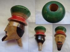 TETE DE PIPE EN BOIS SCULPTEE ET PEINT